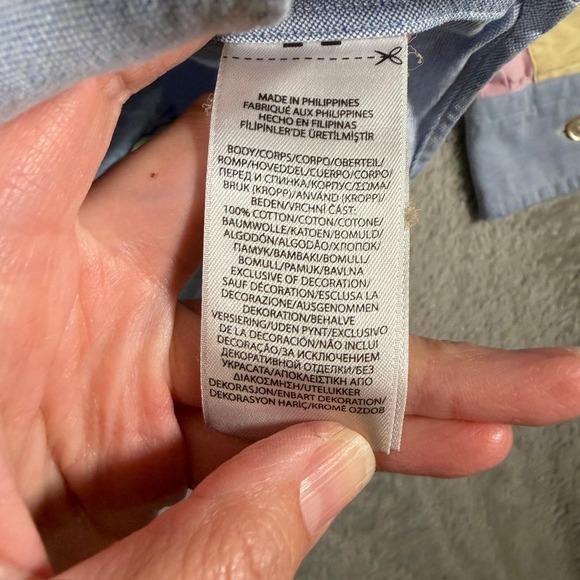 Ralph Lauren Shirt Mens Large Multicolor Pastel Colorblock LS Button Down - Picture 6 of 11